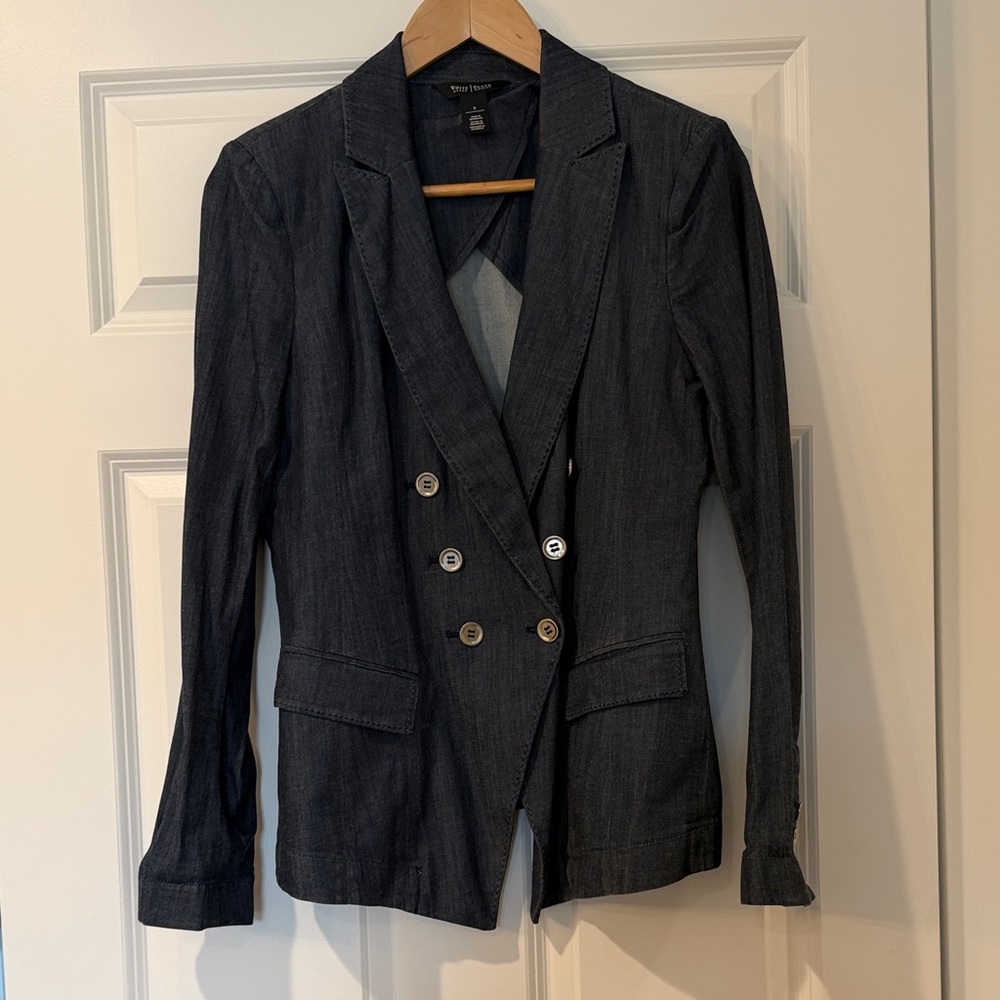 White House Black Market Navy Double-Breasted Blazer